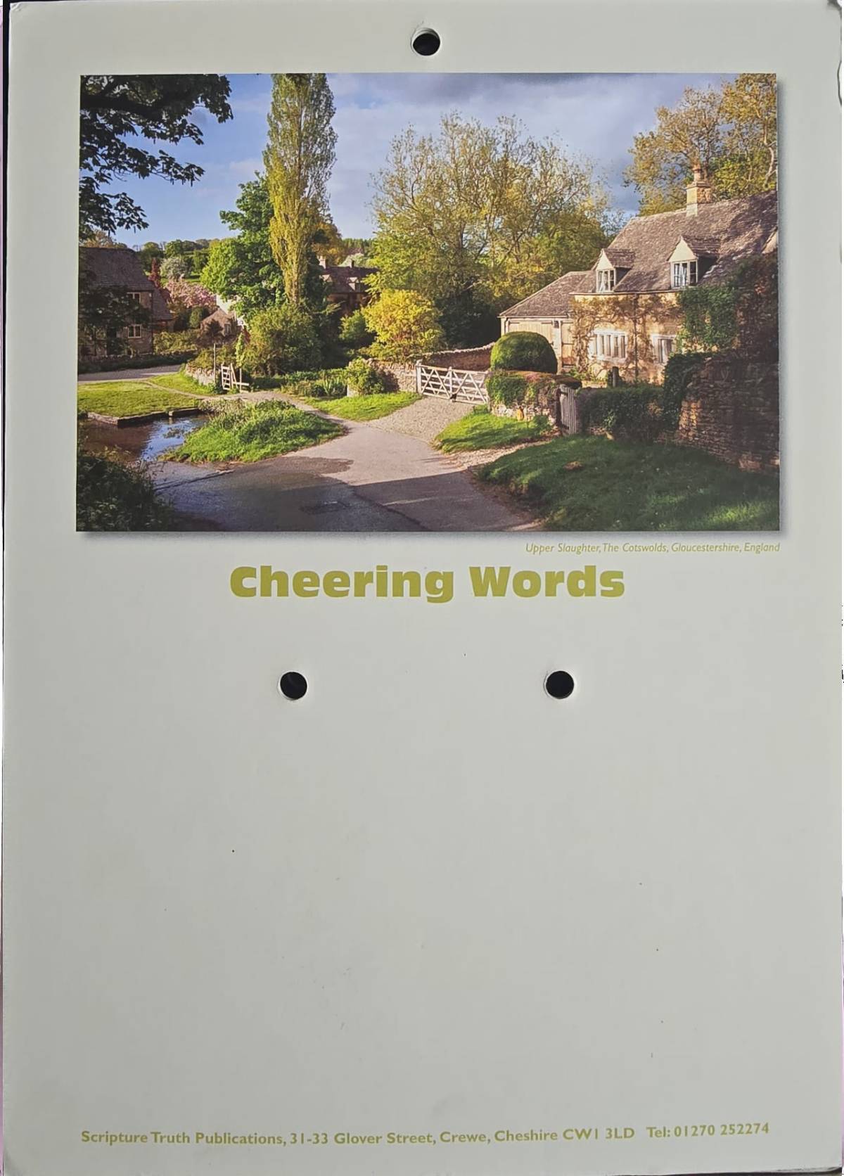 Cheering Words Calendar Block and back board