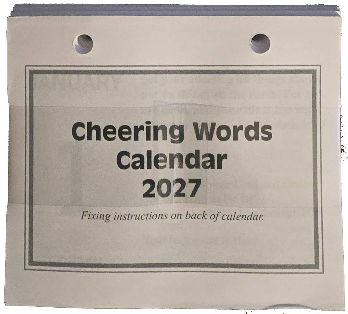 Cheering Words Calendar Block and back board